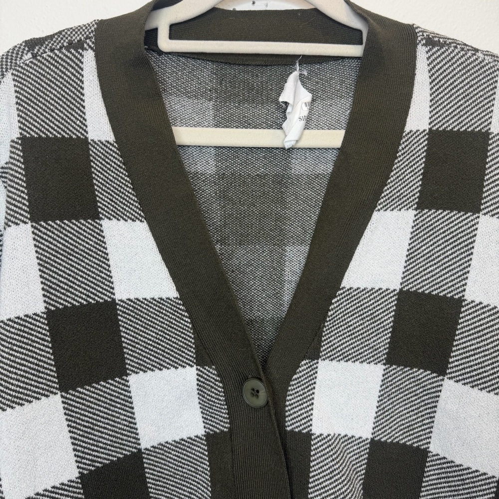 Anthropologie Sita Murt Brown & White Checkered Cardigan Size Large - Picture 4 of 11